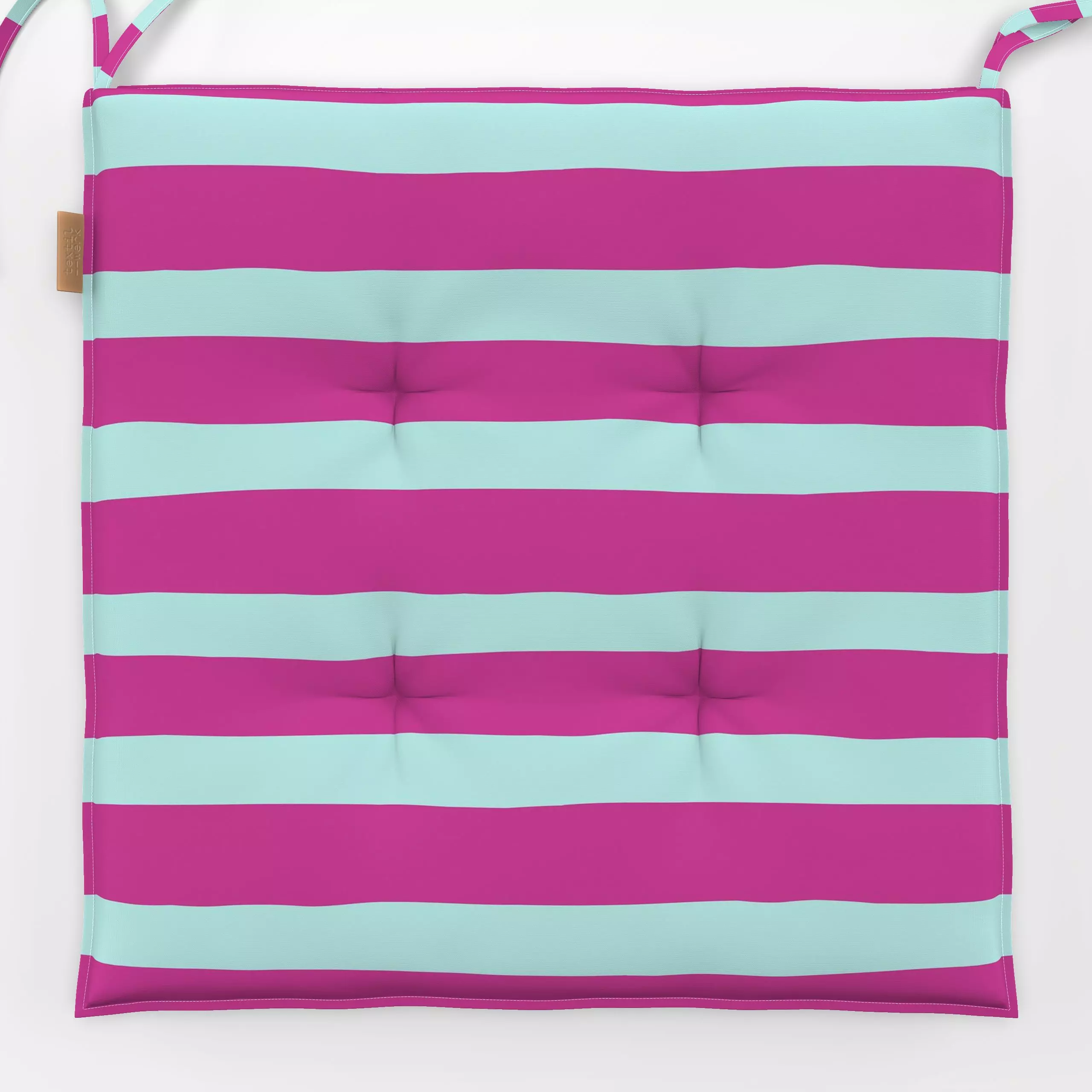 Sitzkissen Vertical Stripes Teal Pink - Symbole & Muster - von „Andrea Haase"; Streifen, rosa, Sommer, blau, frisch, farbenf...