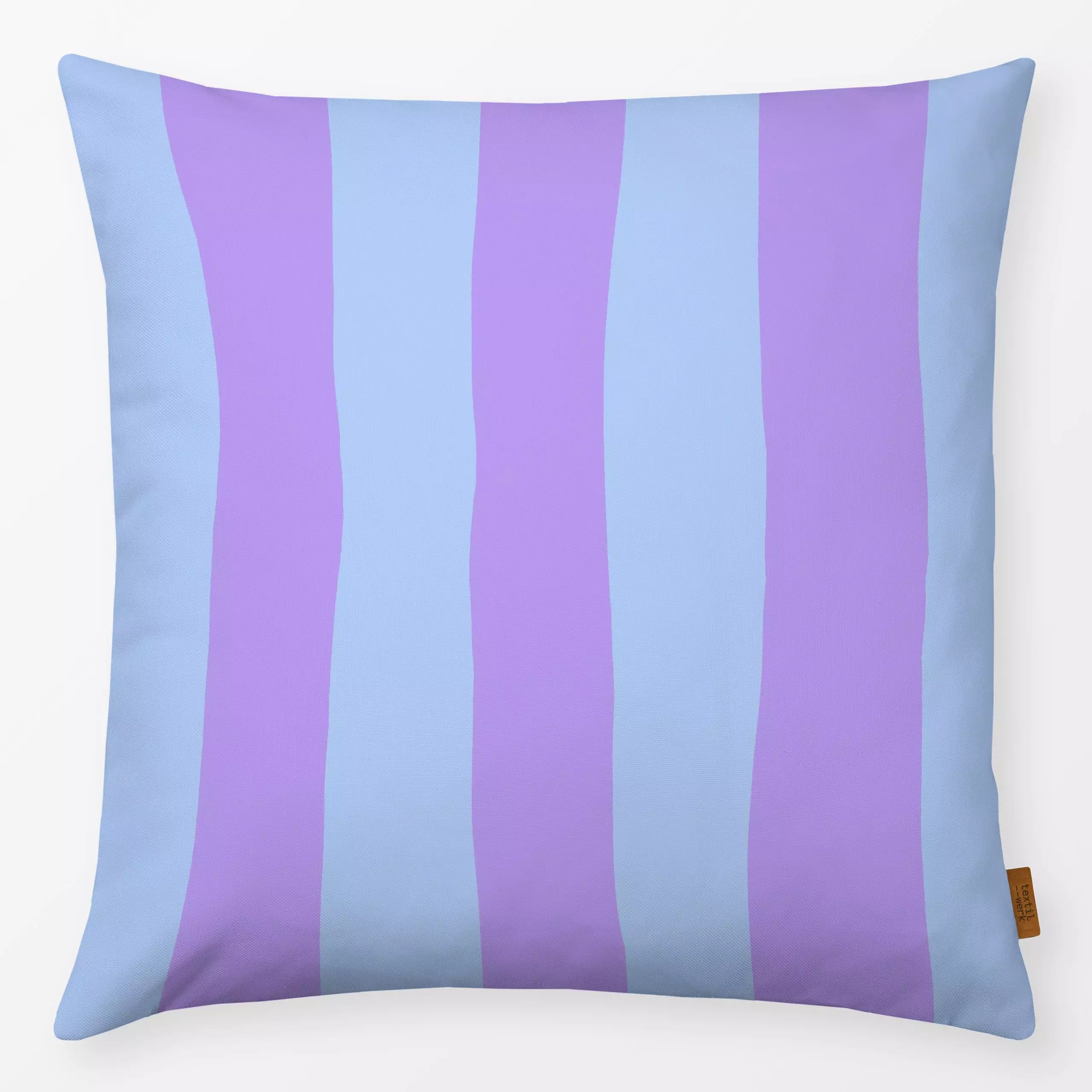 Kissen Blockstreifen Lila Hellblau - Symbole & Muster - von „Studio Kesse"; Linien, Streifen, Sommerblumen, lila, hellblau, ...