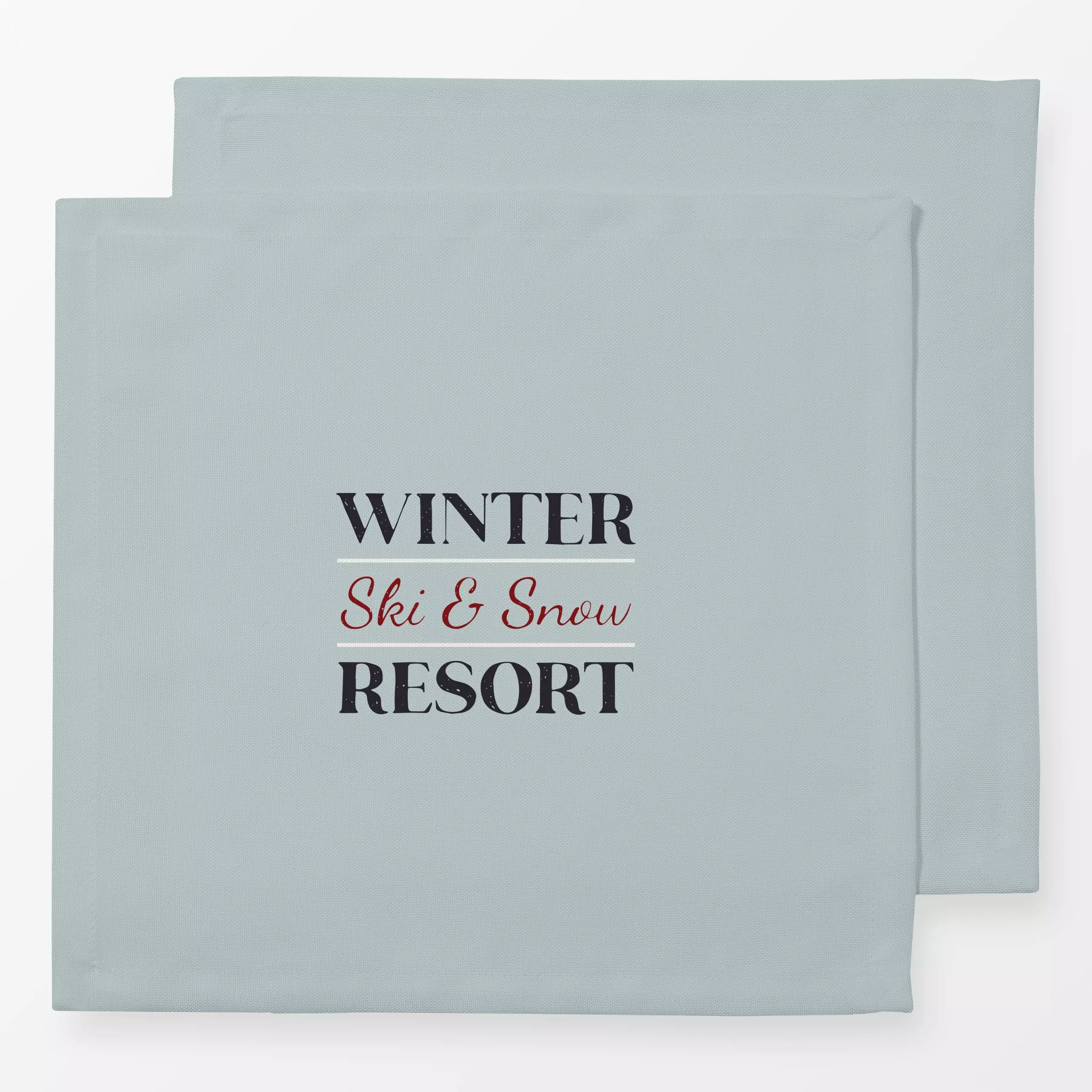 Servietten Winter Resort graublau - Sport - von „Katrin Graff"; Schnee, Lettering, Wintersport, winterlich, Typographie, cot...