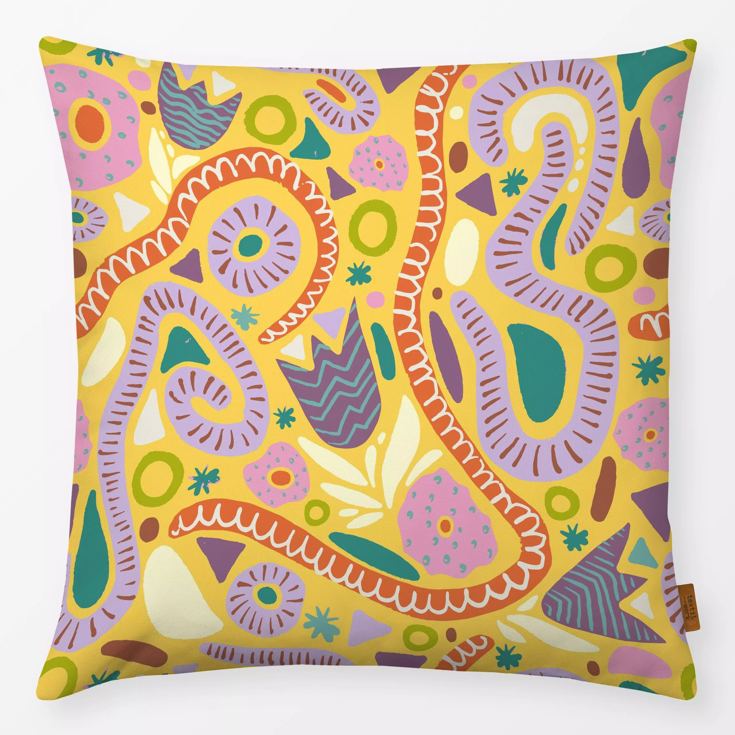 Kissen Mexican Floral Yellow - Blumen & Florales, Pflanzen & Botanik - von „Patries Elisabeth"; rosa, Retro, Ethno, lila, gr...