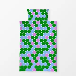 Bettwäsche Große Punkte Grün Blau