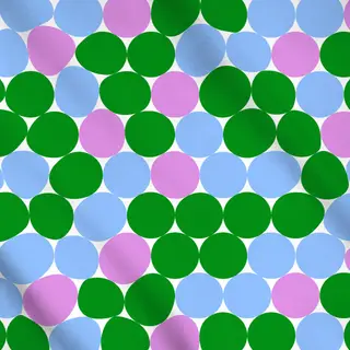 Meterware Große Punkte Grün Blau