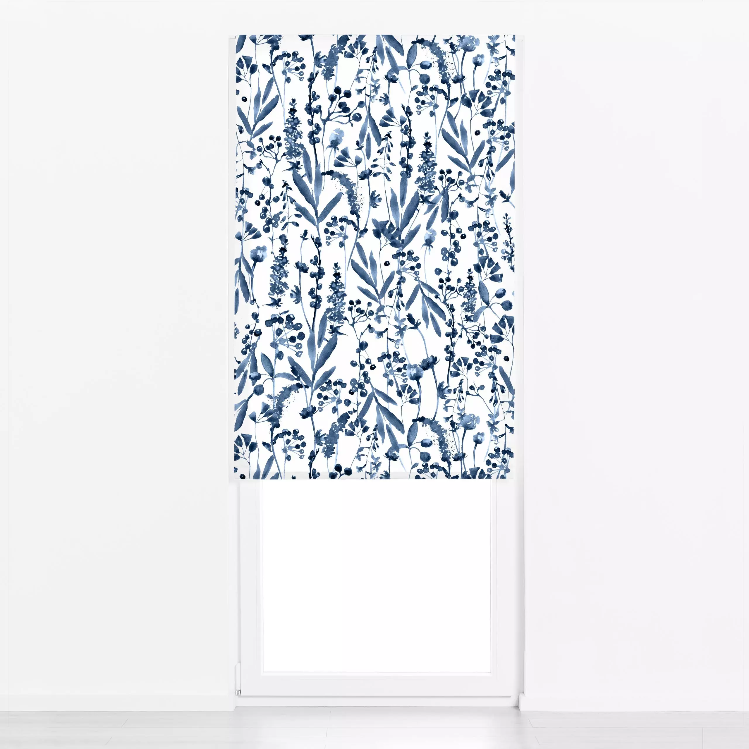 Raffrollo Cottagecore Blaue Beeren - Blumen & Florales, Pflanzen & Botanik - von „Uta Naumann"; skandinavisch, Beeren, Wildb...