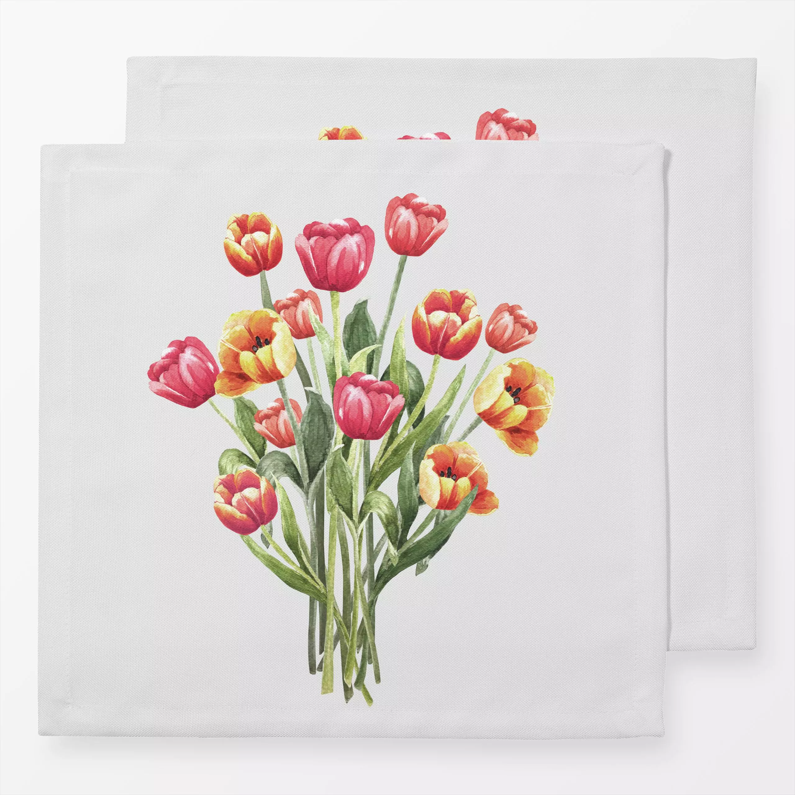 Servietten Tulpen Blumenstrauß rot beige - Blumen & Florales, Frühling, Pflanzen & Botanik - von „Karen Menzenbach"; Wasserf...
