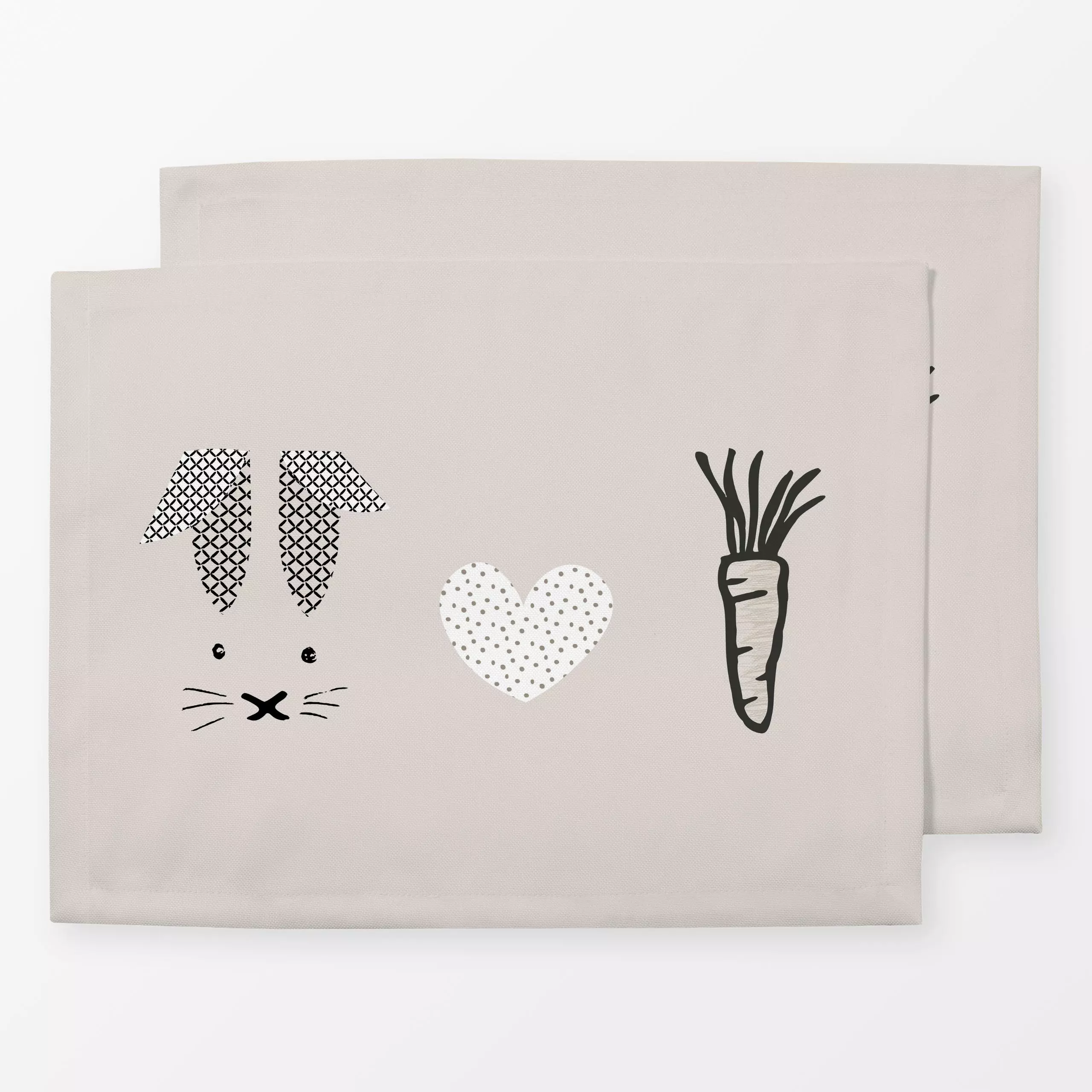 Tischset Osterhase Herz Möhre - Frühling, Kinderzimmer & Motive für Kinder - von „Alisa Knöß"; Punkte, Kinderzimmer, Osterha...