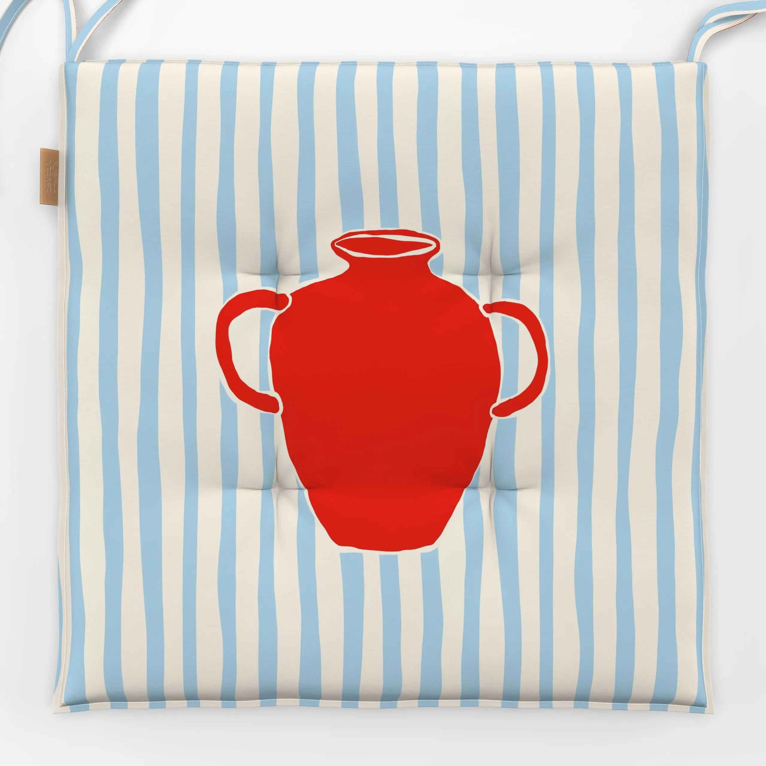 Sitzkissen Santorini Red Vase - Sommer, Symbole & Muster, Retro & Vintage - von „By Anna Sienna"; Muster, Sommer, Vase, medi...