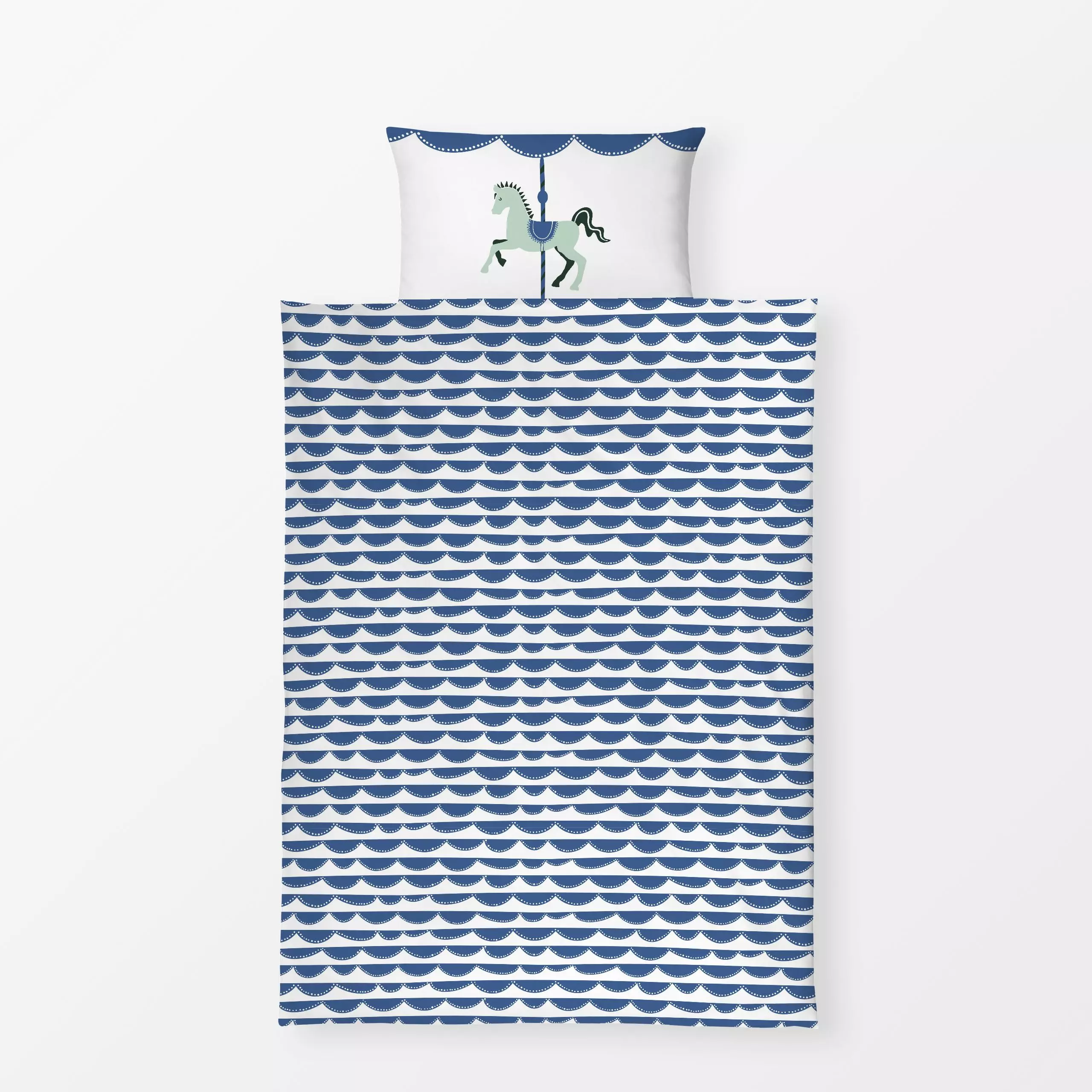 Bettwäsche Vintage Karussell | blau - Kinderzimmer & Motive für Kinder, Tiere - von „moDeern Design Studio"; Pferde, Kinderz...