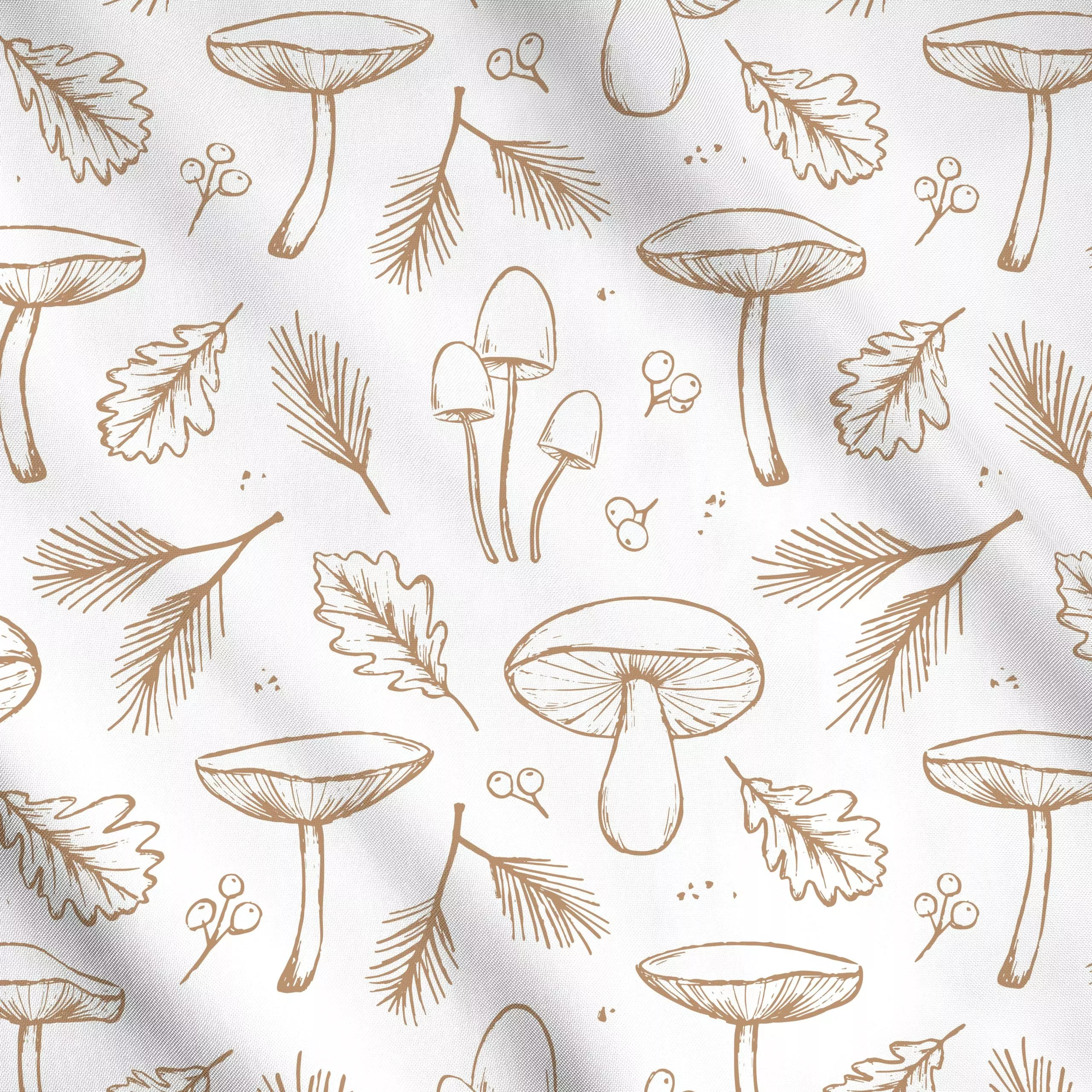 Meterware Mushrooms leaves and berries - Herbst, Symbole & Muster, Pflanzen & Botanik - von „Barlena"; Blätter, Wald, Herbst...