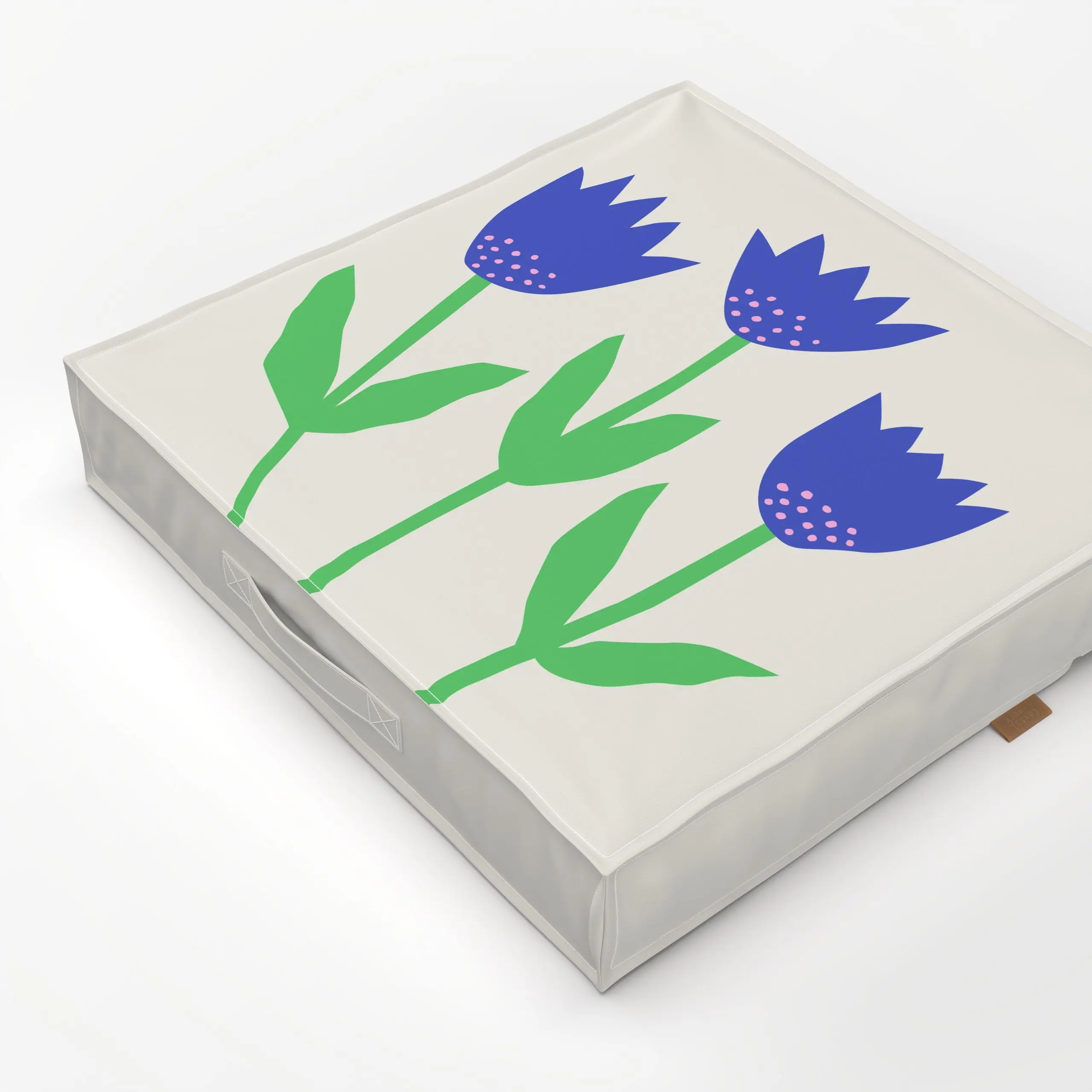 Bodenkissen Frühlingsblumen blau - Frühling, Ostern - von „Kerstin Ax"; Blumen, blau, Ostern, Fruehling, farbenfroh, gruen, ...