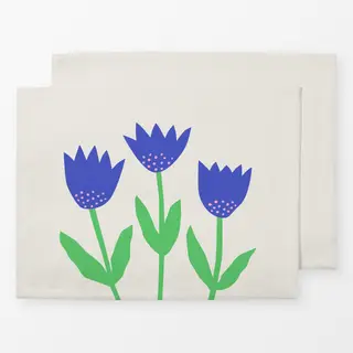 Tischset Frühlingsblumen blau