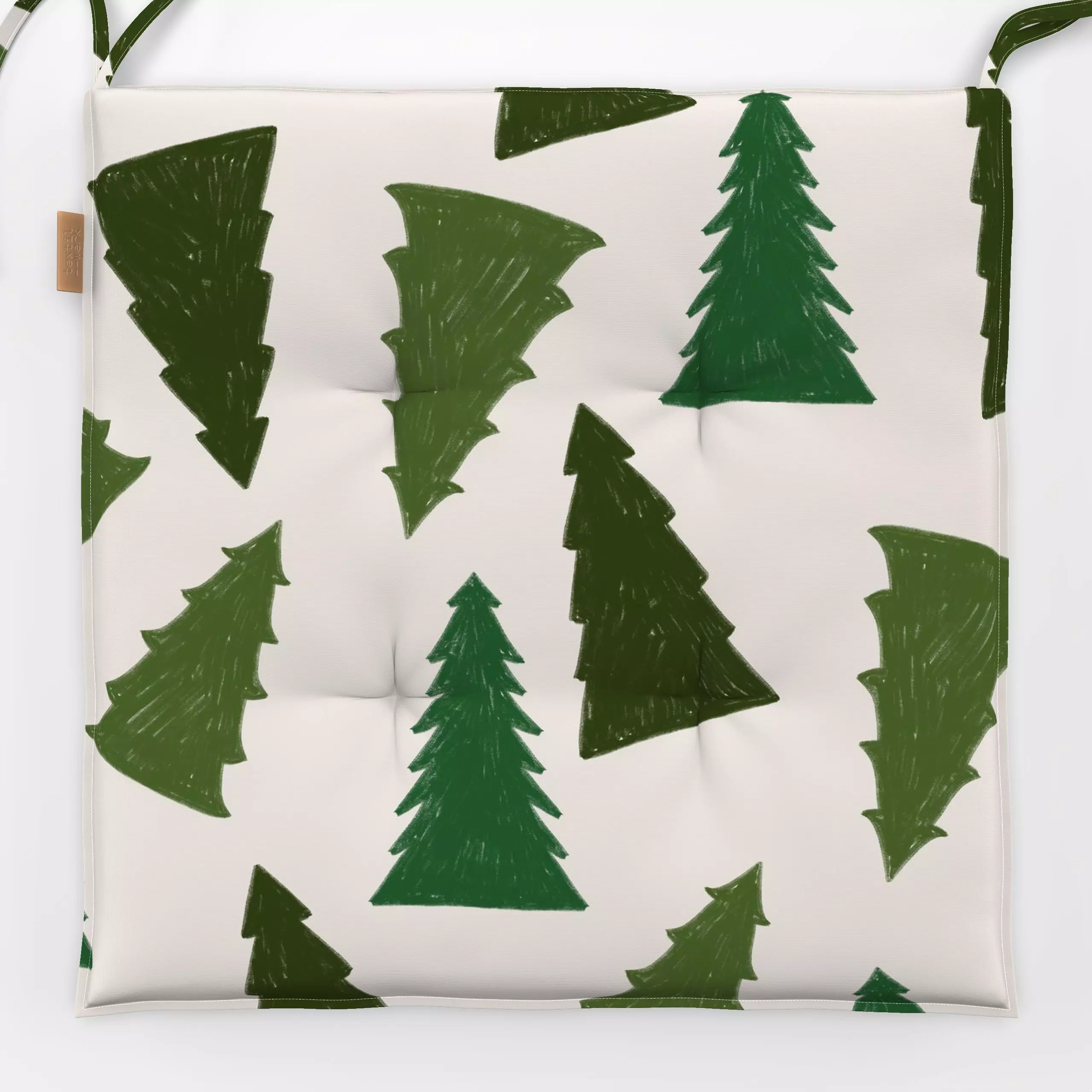 Sitzkissen Allover Trees - Weihnachten, Winter, Pflanzen & Botanik - von „Kruth Design"; Tanne, Tannenbaum, Weihnachtsbaum, ...