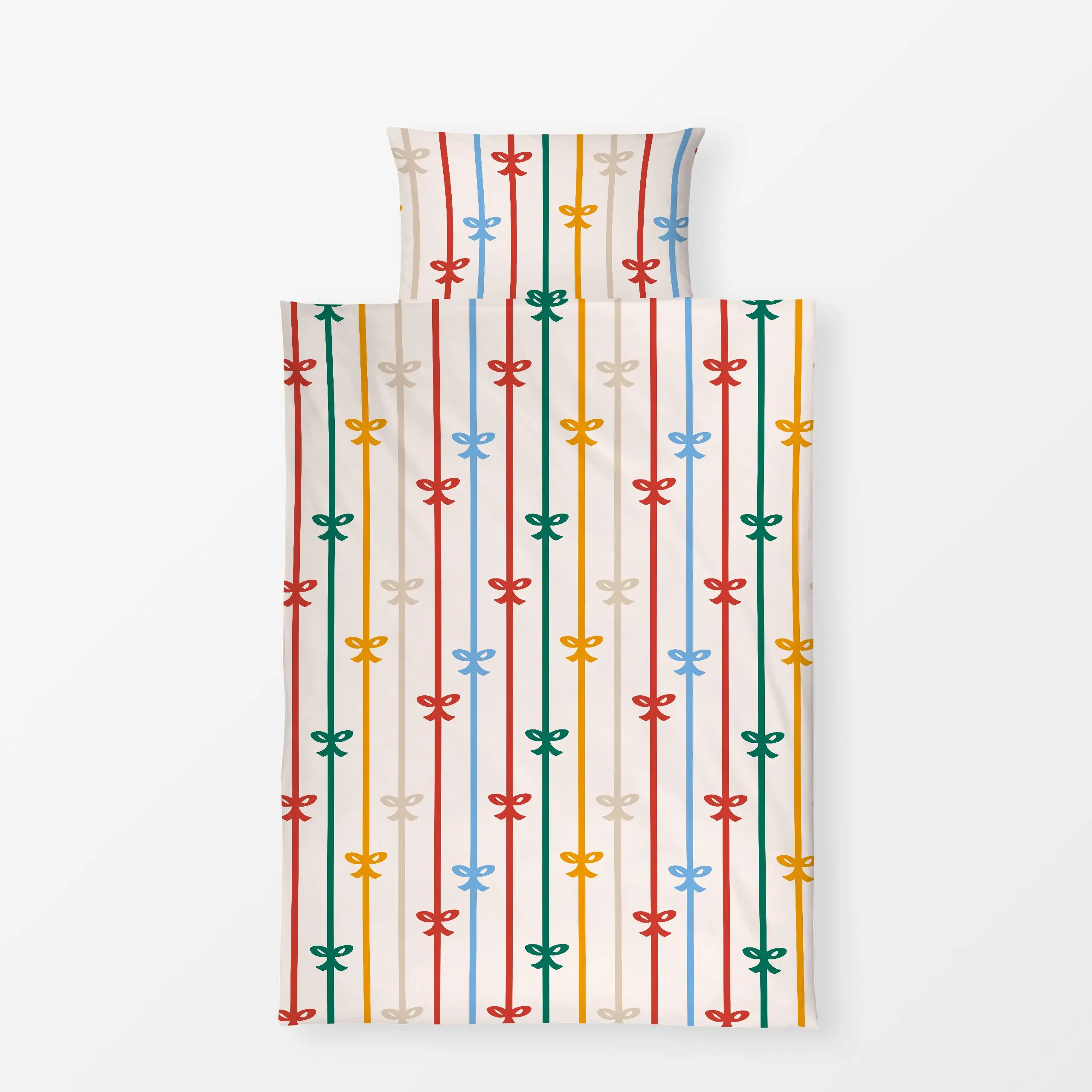 Bettwäsche MerryBow - Weihnachten, Symbole & Muster - von „Jana Driver"; Streifen, Weihnachten, bunt, pattern, christmas, ja...