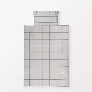 Bettwäsche Grey On White Sand Grid