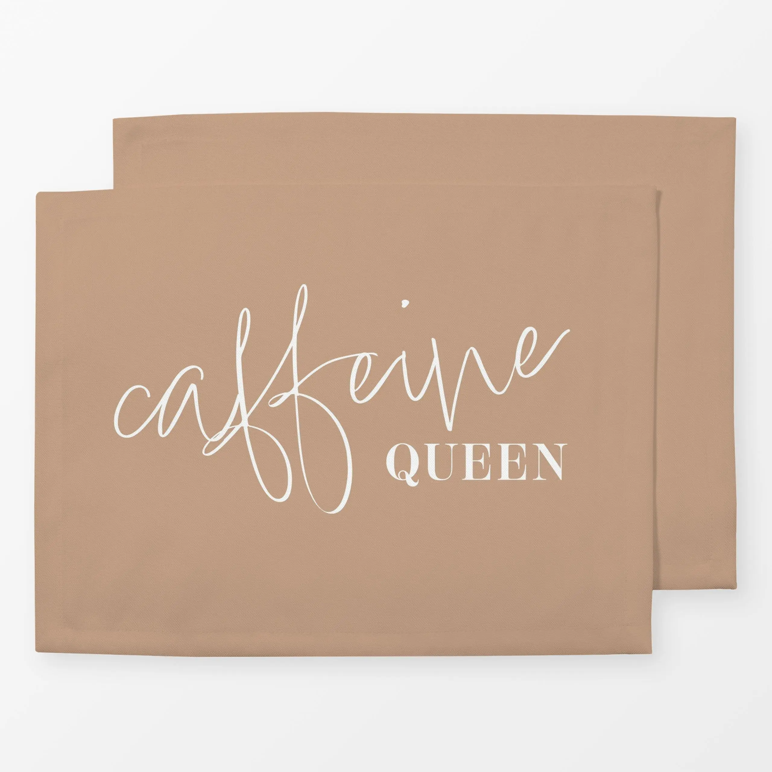 Tischset Caffeine Queen - Küche, Essen & Trinken - von „Barlena"; minimal, Kaffee, Spruchkissen, braun, Coffee, Handletterin...