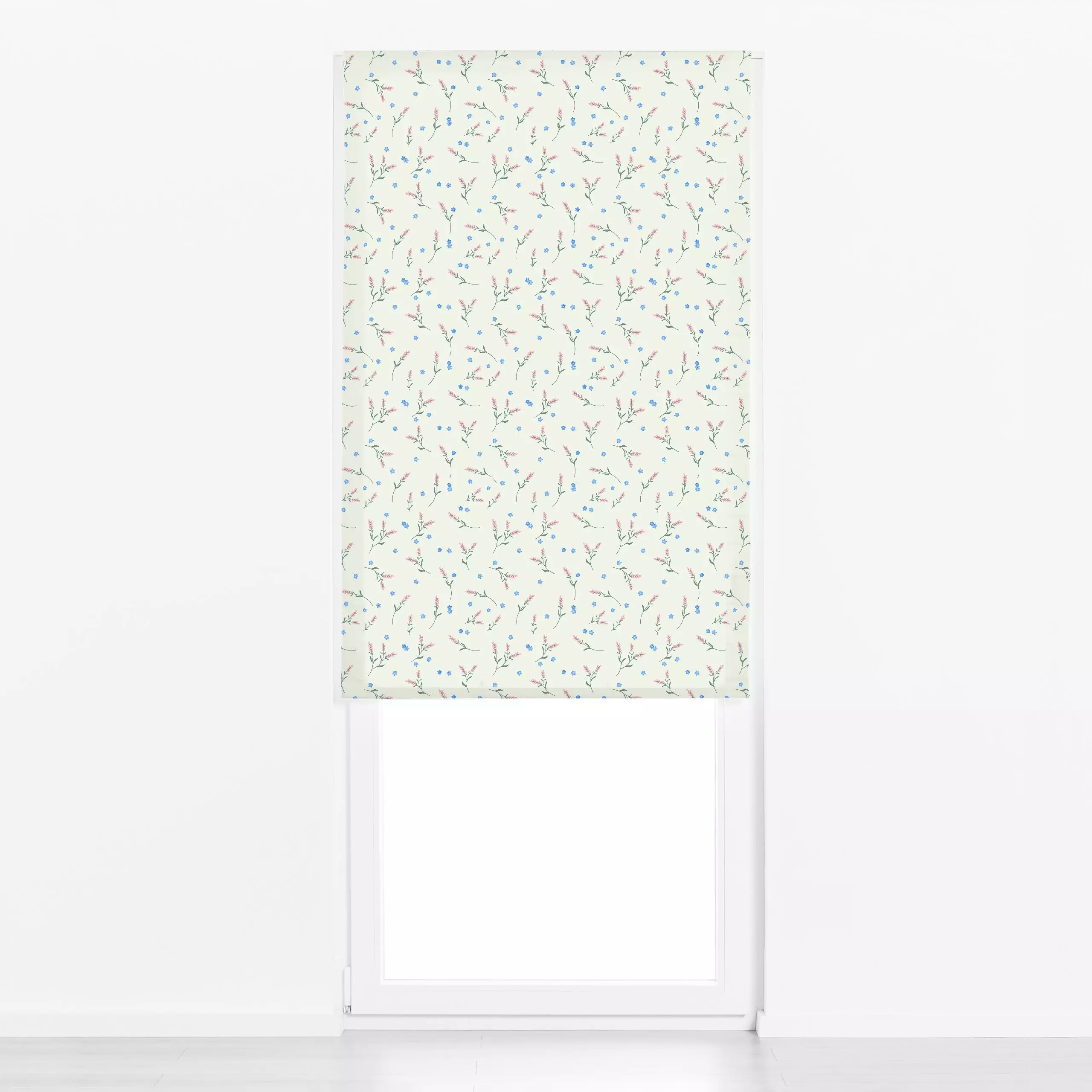 Raffrollo Zarte Blüten Muster Sandgrün - Blumen & Florales, Frühling, Liebe, Romantik & Pride, Ostern - von „Heyduda"; Zweig...