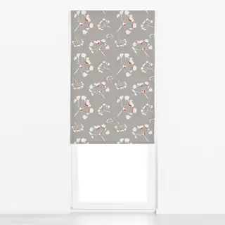 Raffrollo Blüten auf Grau