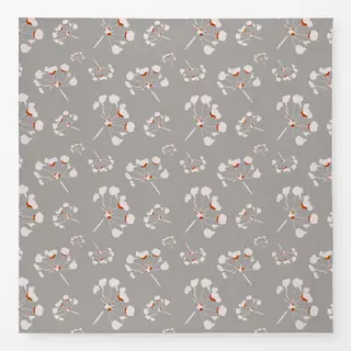Tischdecke Blüten auf Grau