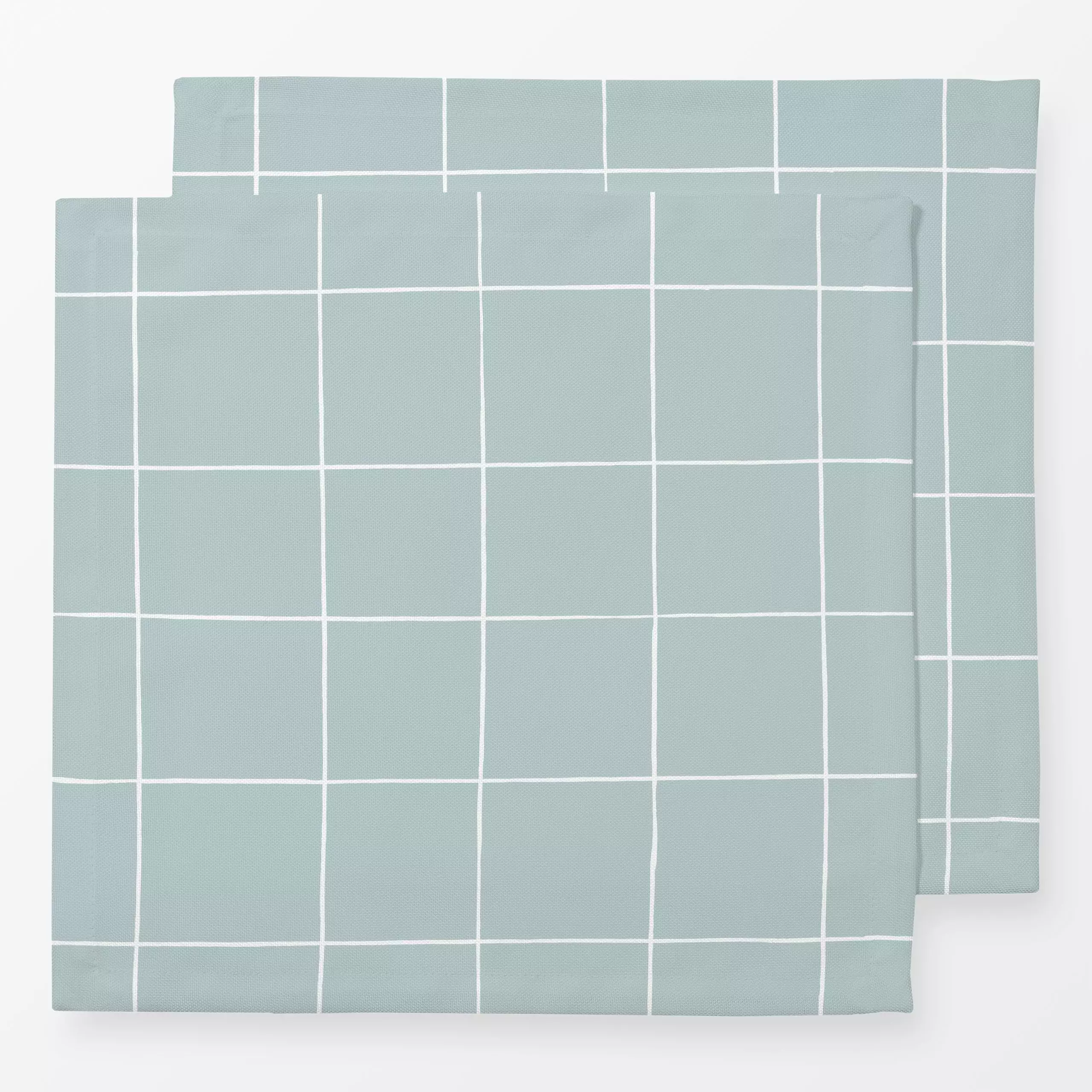 Servietten Kariert (weiß auf mint) - Sommer, Symbole & Muster - von „Katrin Graff"; minimal, Linien, abstrakt, modern, Scand...