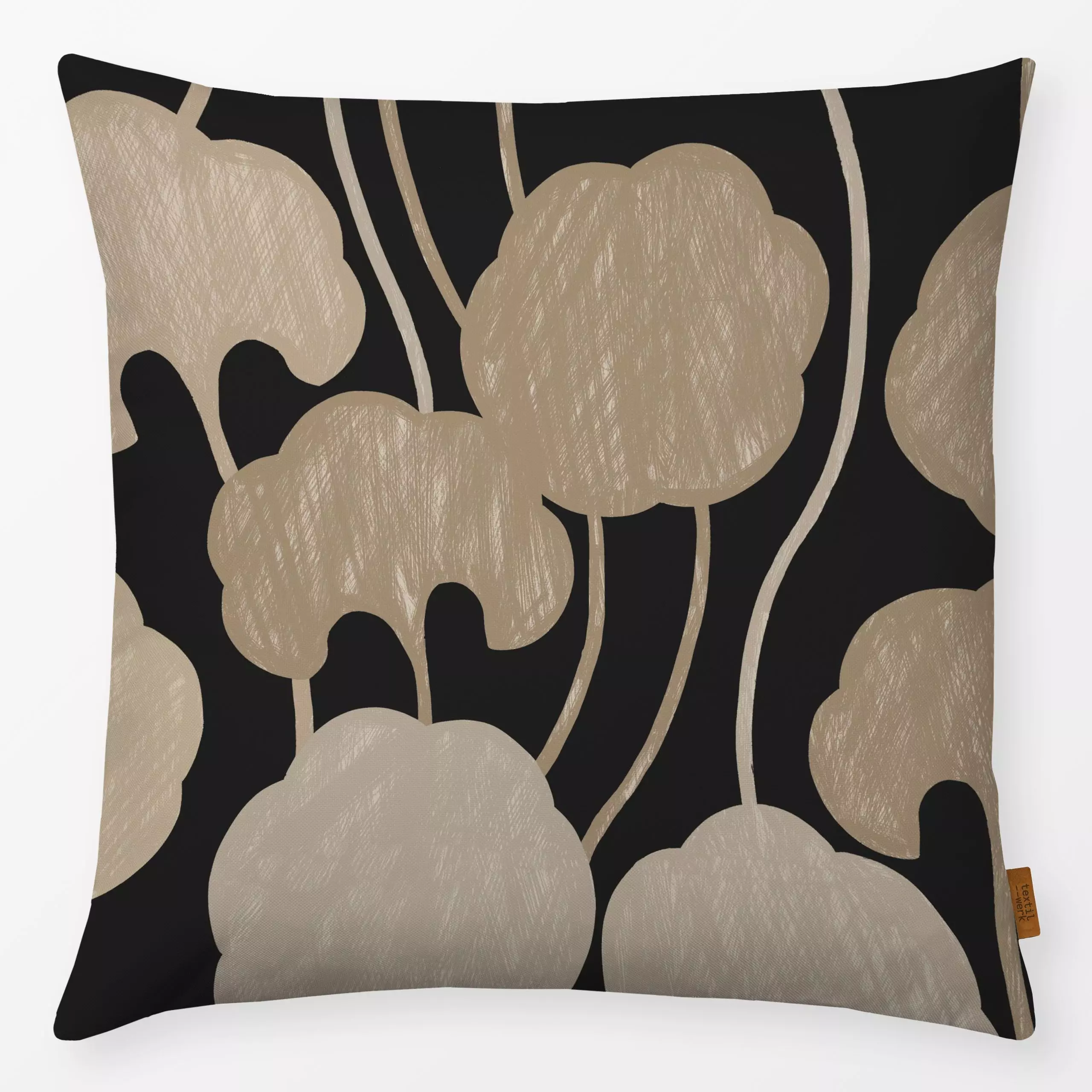 Kissen Floral Silhouettes dark - Pflanzen & Botanik - von „Studio Kesse"; marrakesch, marrokko, boho, abstrakt, Blumen, flor...