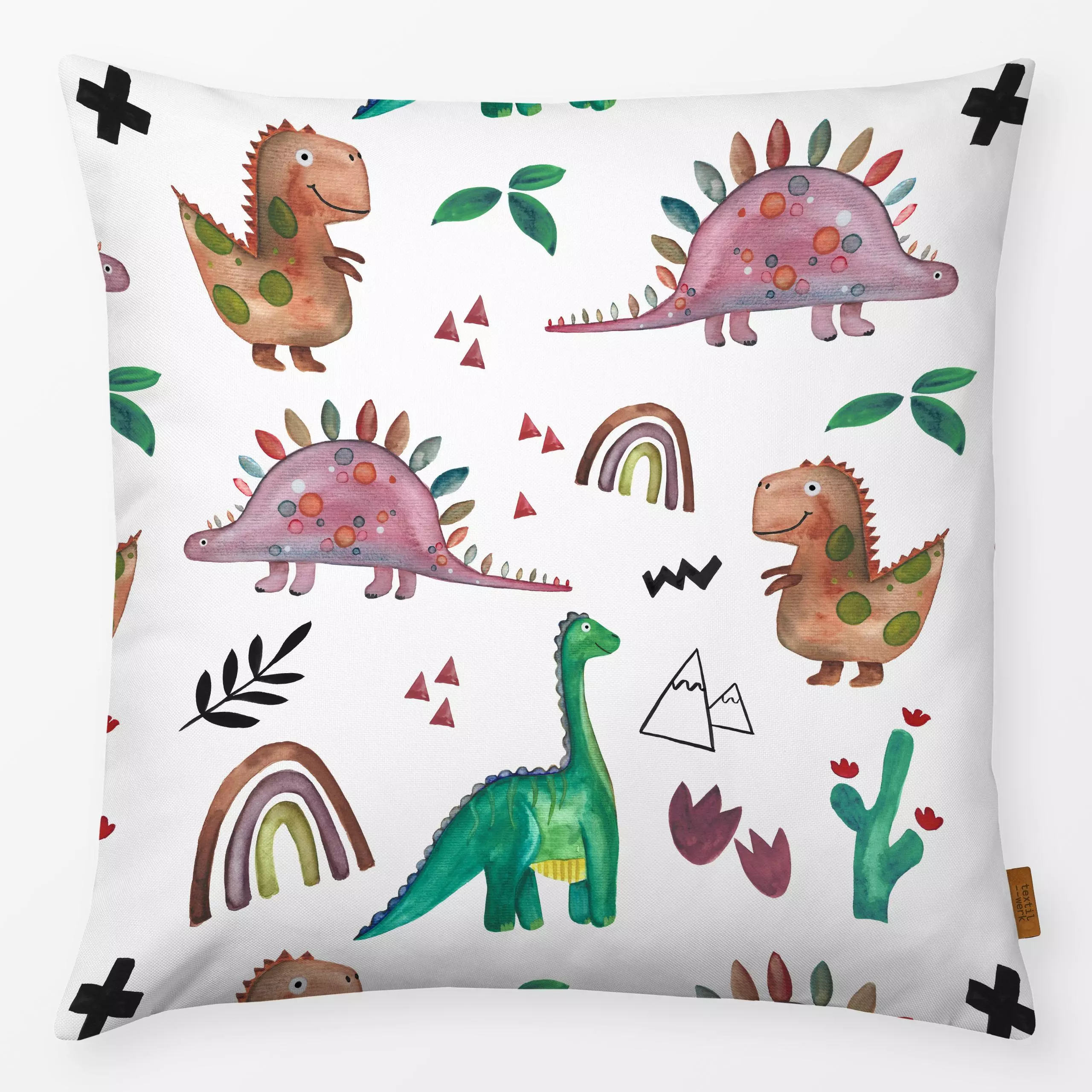 Kissen Dinowelt - Kinderzimmer & Motive für Kinder - von „Sabrina Ziegenhorn"; Kinder, Regenbogen, Dino, Kinderzimmer, Jungs...
