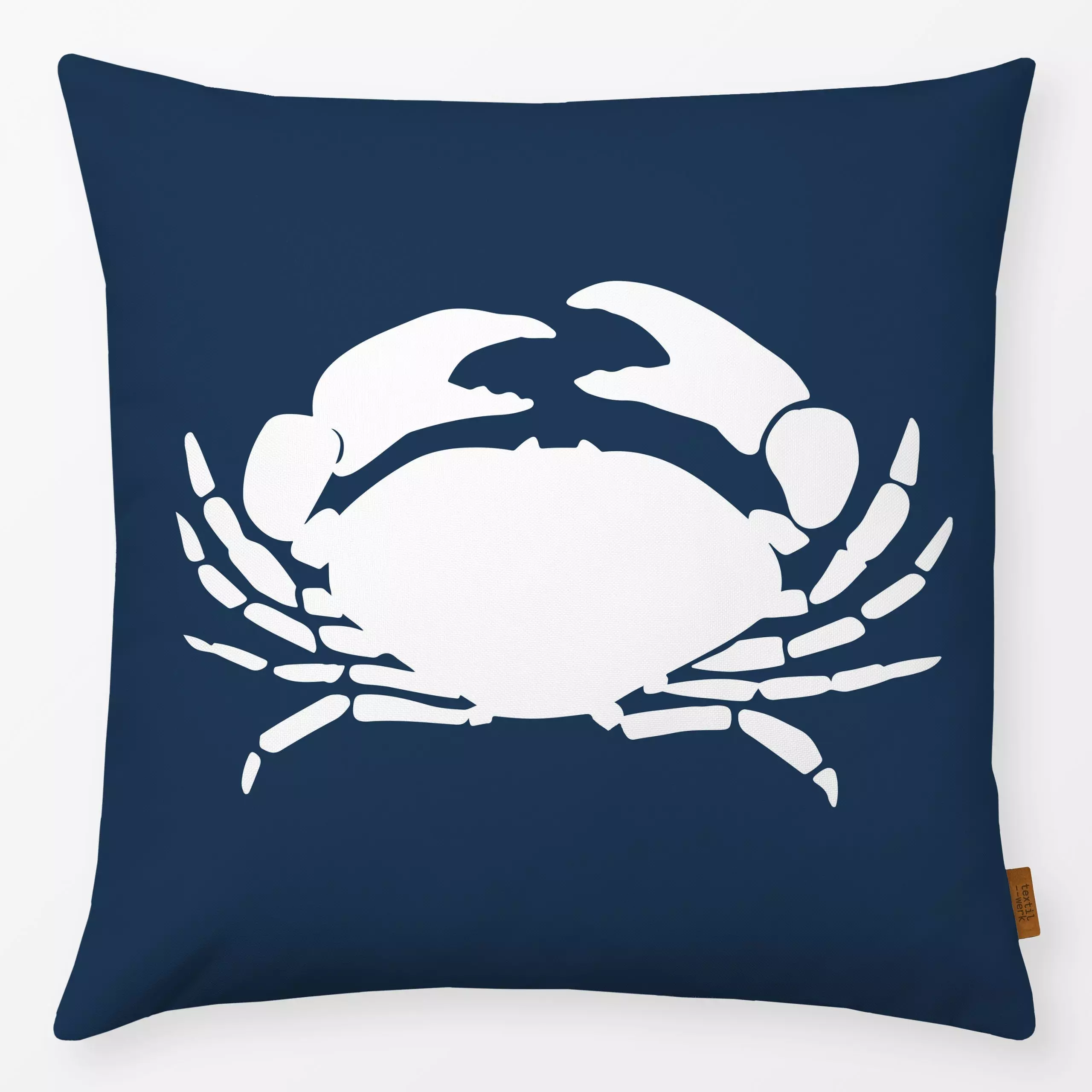Kissen Krabben navy - Sommer, Tiere - von „Katrin Graff"; Meer, Strand, Sommer, maritim, Beach, Summerfeeling, nautisch, Kre...