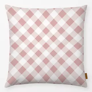 Kissen Gingham diagonal rosa