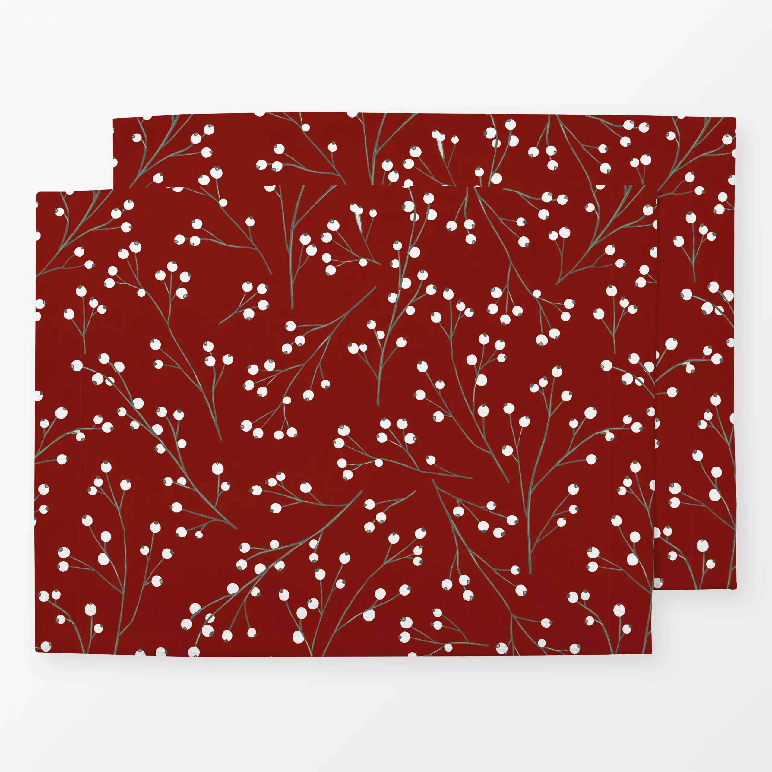 Tischset Weiße Beeren - Weihnachten, Anlässe - von „Studio Kesse"; Beeren, Weihnachten, rot, Mistelzweig, Weihnachtsdeko, Wi...