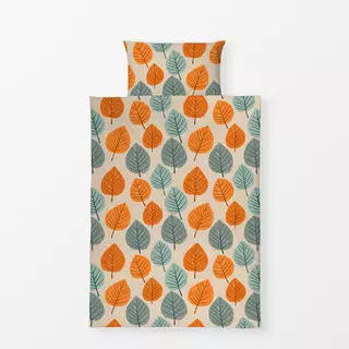 Bettwäsche Herbstblätter rund orange grün