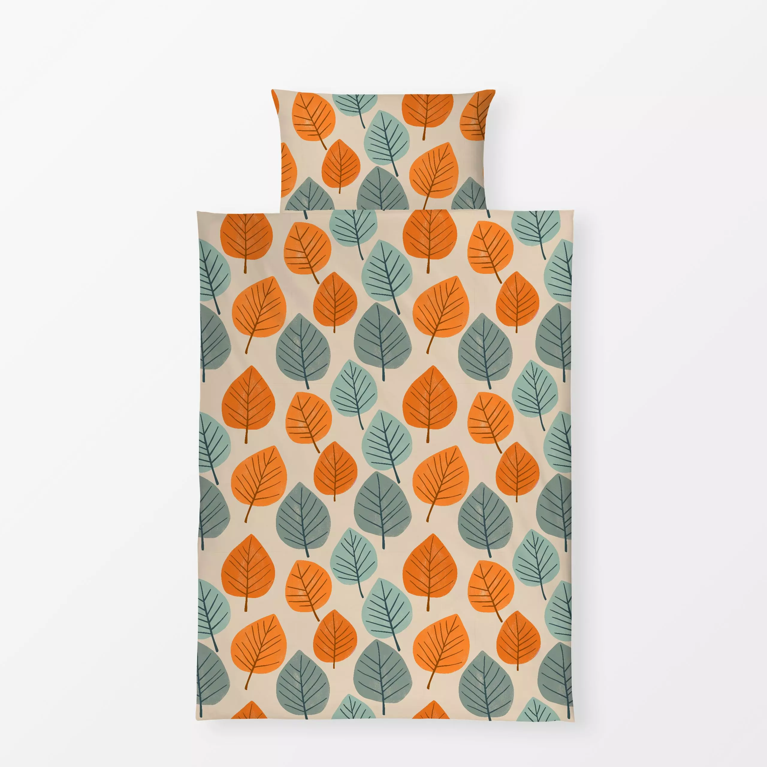 Bettwäsche Herbstblätter rund orange grün - Blumen & Florales, Herbst, Pflanzen & Botanik - von „Studio Kesse"