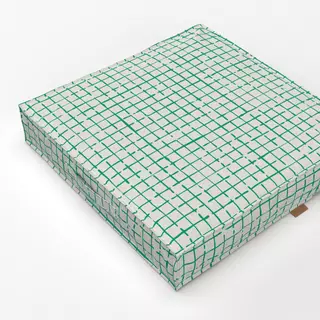 Bodenkissen Netz Karo Grün Beige