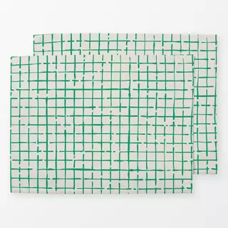 Tischset Netz Karo Grün Beige