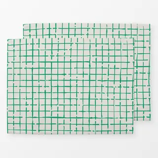 Tischset Netz Karo Grün Beige