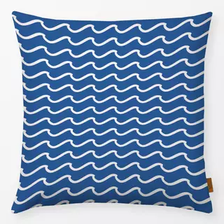 Kissen Wellen Muster blau beige