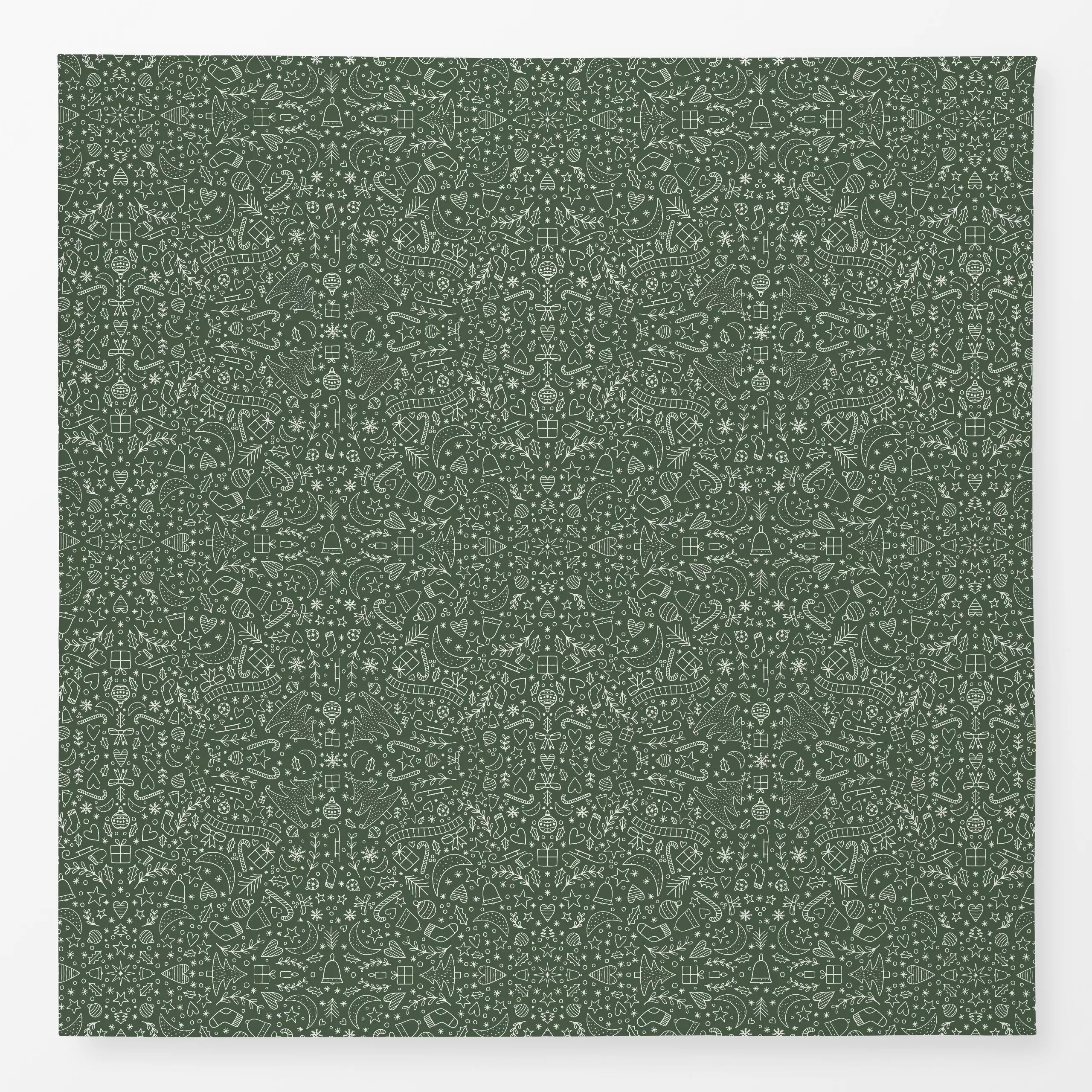 Tischdecke Winter Icons dark green - Weihnachten, Winter, Symbole & Muster - von „Kathrin Woo"; Muster, Hygge, Weihnachten, ...
