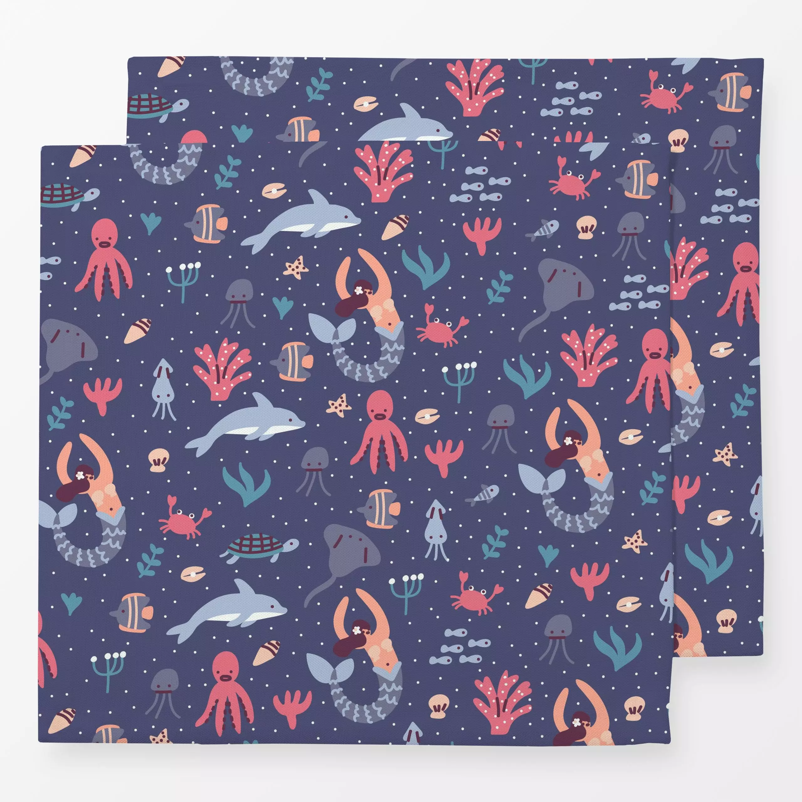 Servietten Ocean Life - Natur & Landschaft, Sommer, Tiere - von „Sara Maese"; Natur, Ozean, Meerestiere, Oktopus, Fische, So...