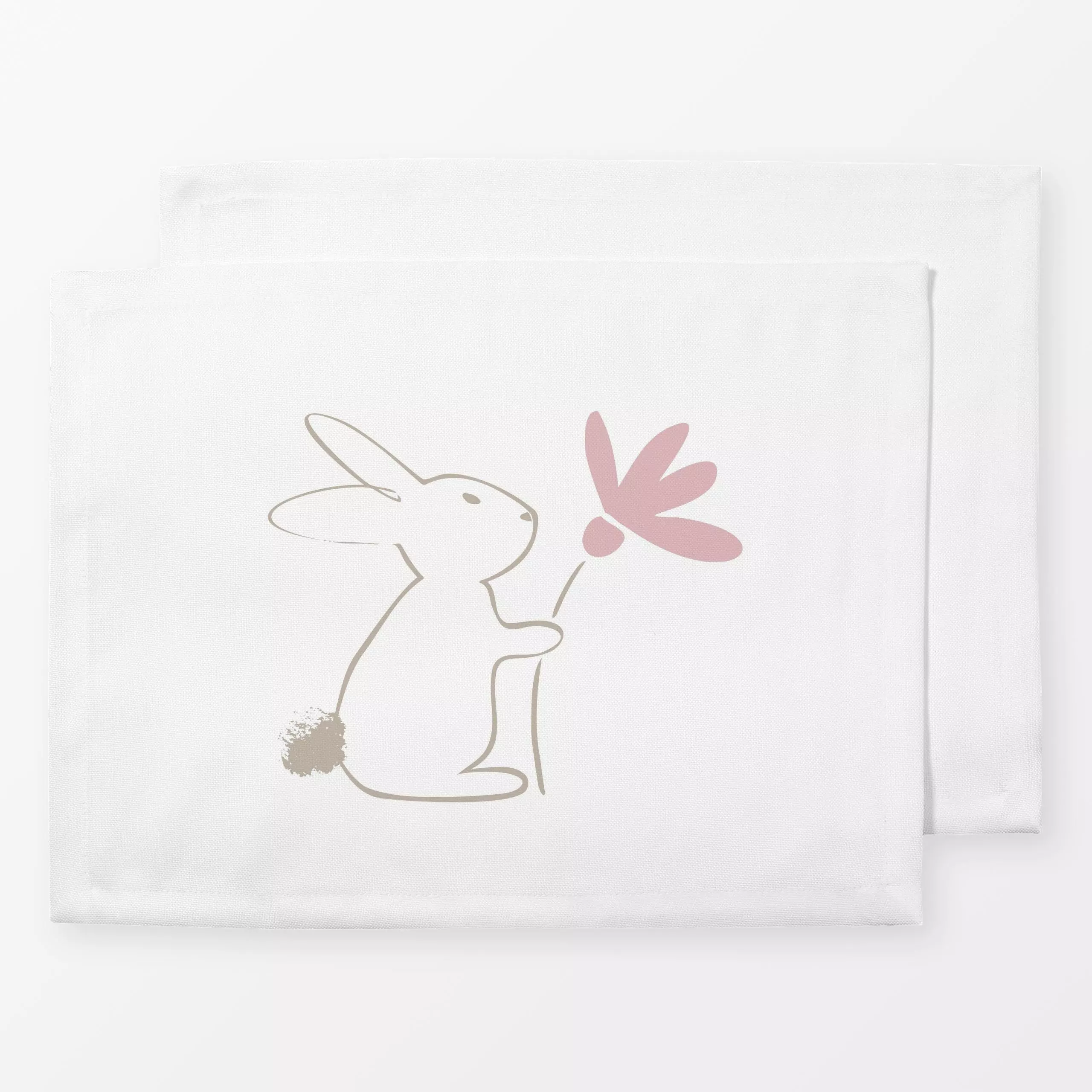 Tischset Hase mit Blume - Frühling, Tiere, Anlässe, Ostern - von „Carolin Vonhoff“; Zeichnung, rosa, Blumen, Hase, Valentins...