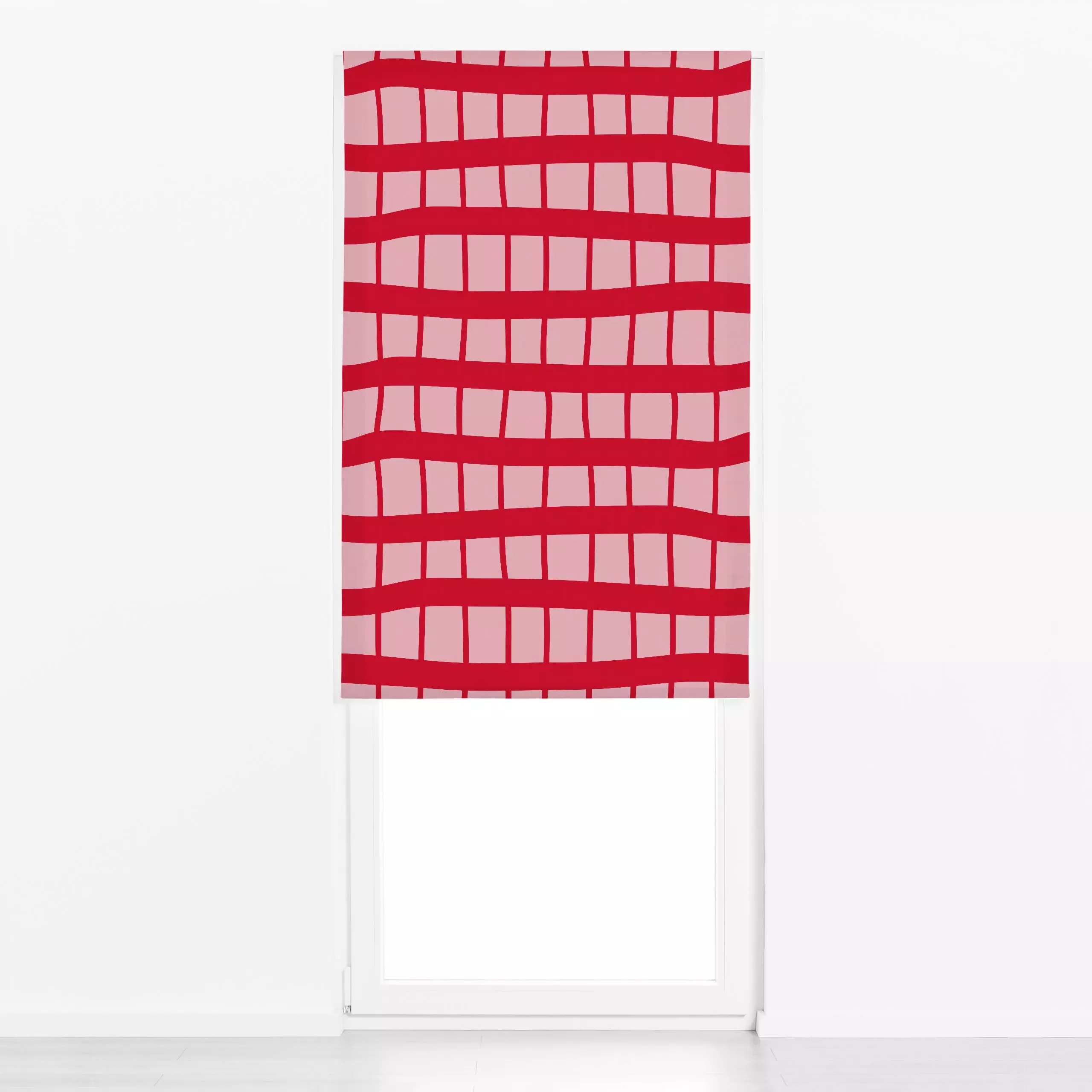 Raffrollo Karo Rot Pink - Sommer, Symbole & Muster, Retro & Vintage - von „Uta Naumann“; boho, Muster, Retro, Garten, modern...