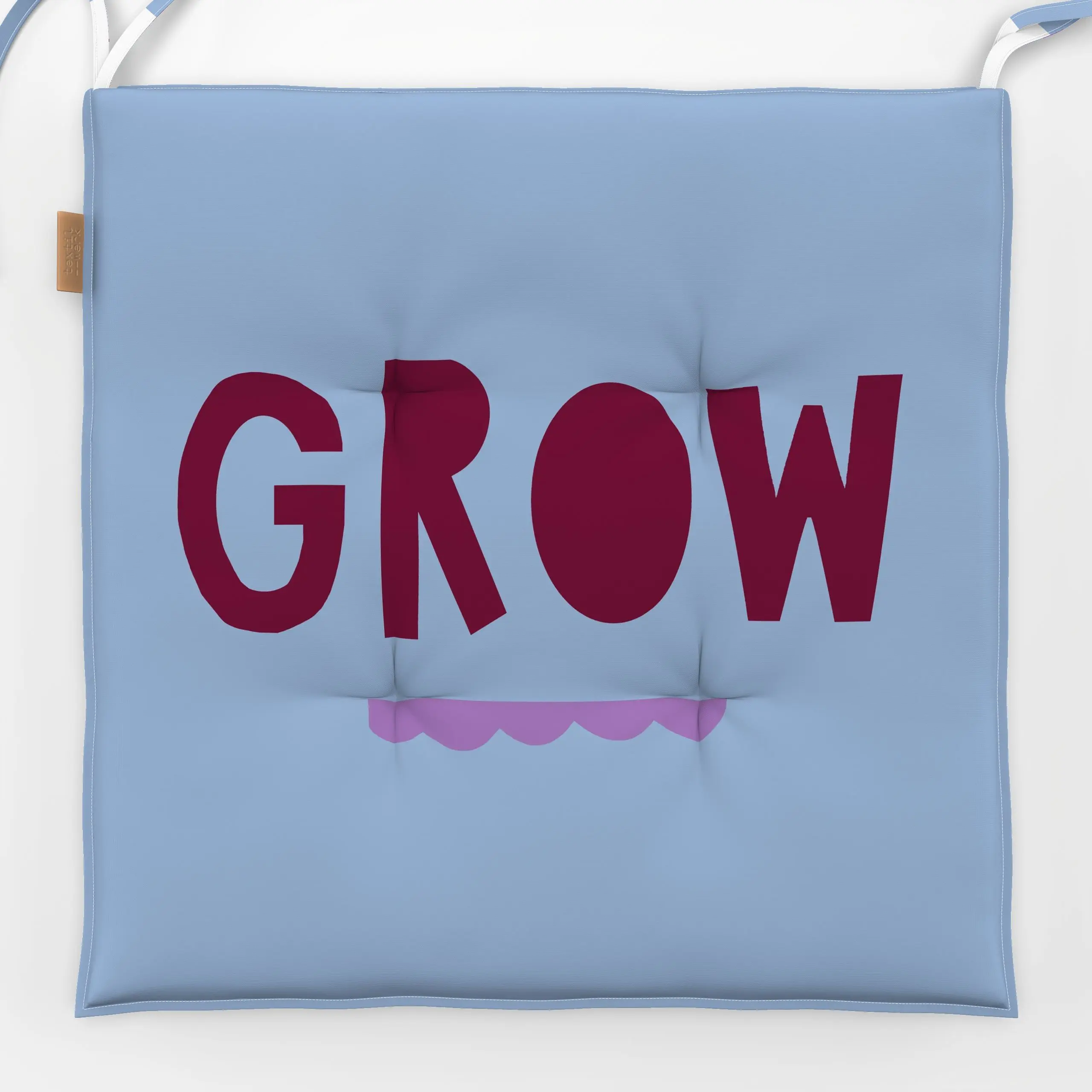 Sitzkissen Grow burgundy hellblau - Frühling, Liebe, Romantik & Pride, Sprüche & Schriftzüge - von „Iris Knabenschuh Textild...