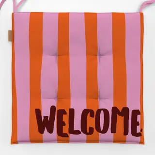 Sitzkissen Welcome pink orange