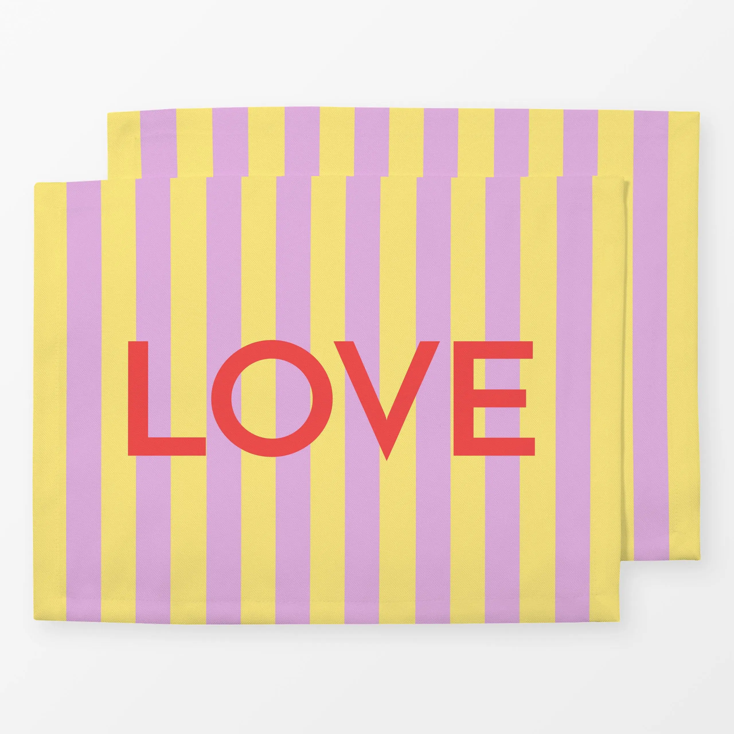 Tischset LOVE COLORFUL RED - Liebe, Romantik & Pride, Sprüche & Schriftzüge - von „Jana Moßmann"; Streifen, Love, Liebeszita...