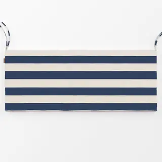 Bankauflage beige-blaue breite Streifen