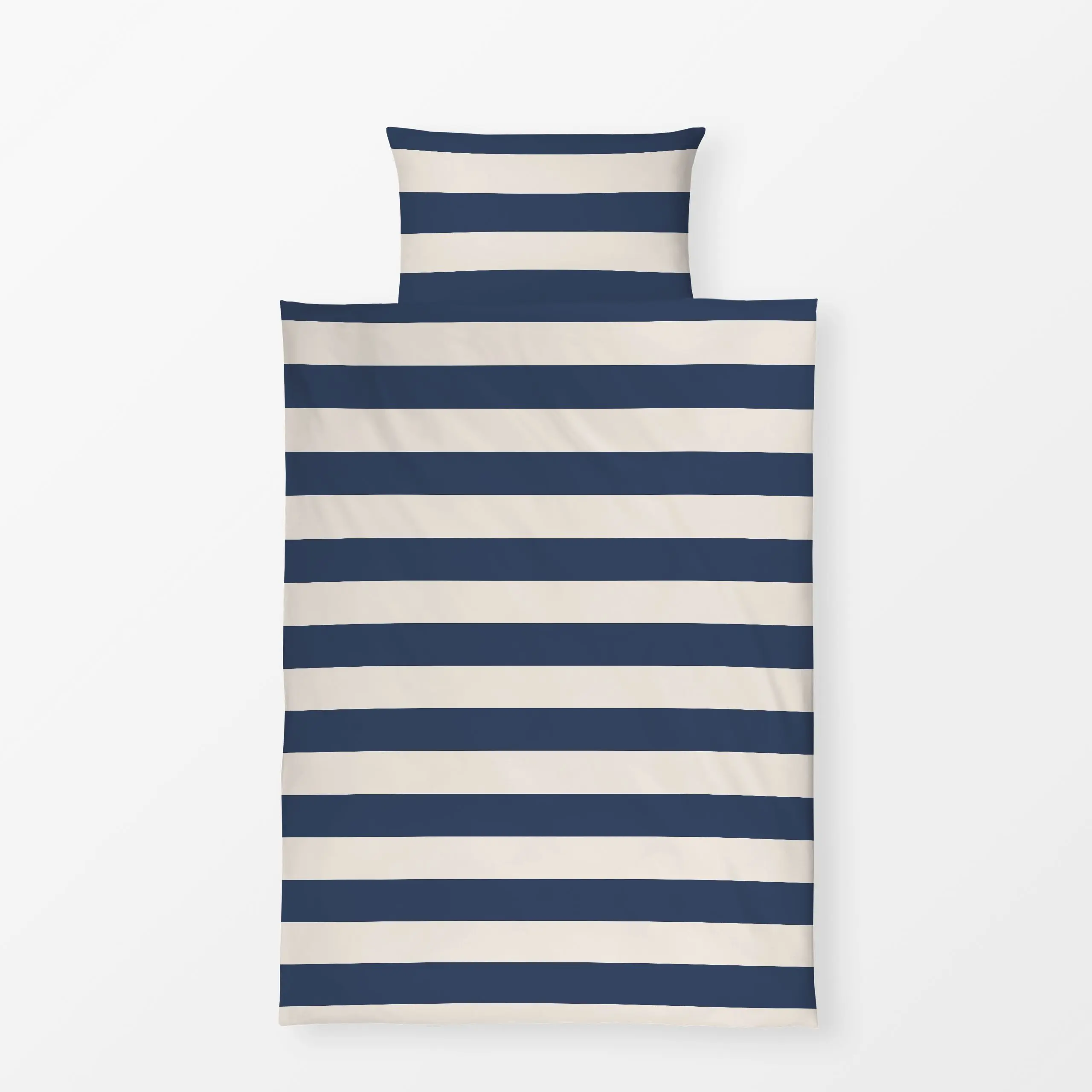 Bettwäsche beige-blaue breite Streifen - Sommer, Symbole & Muster - von „Sara Maria"; Streifen, Weiss, Nordisch, minimalisti...