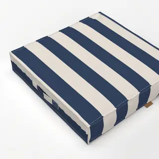 Bodenkissen beige-blaue breite Streifen