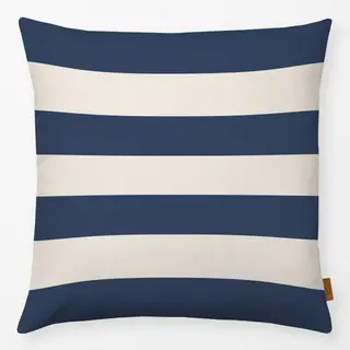 Kissen beige-blaue breite Streifen