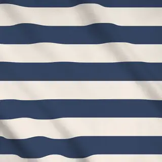 Meterware beige-blaue breite Streifen