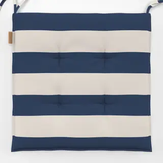 Sitzkissen beige-blaue breite Streifen