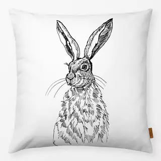 Kissen Hase Tusche Schwarz Weiss