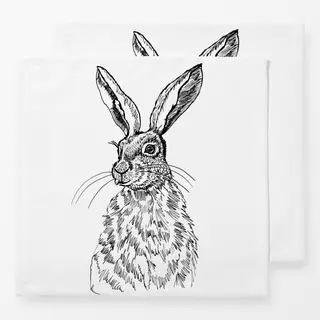 Servietten Hase Tusche Schwarz Weiss
