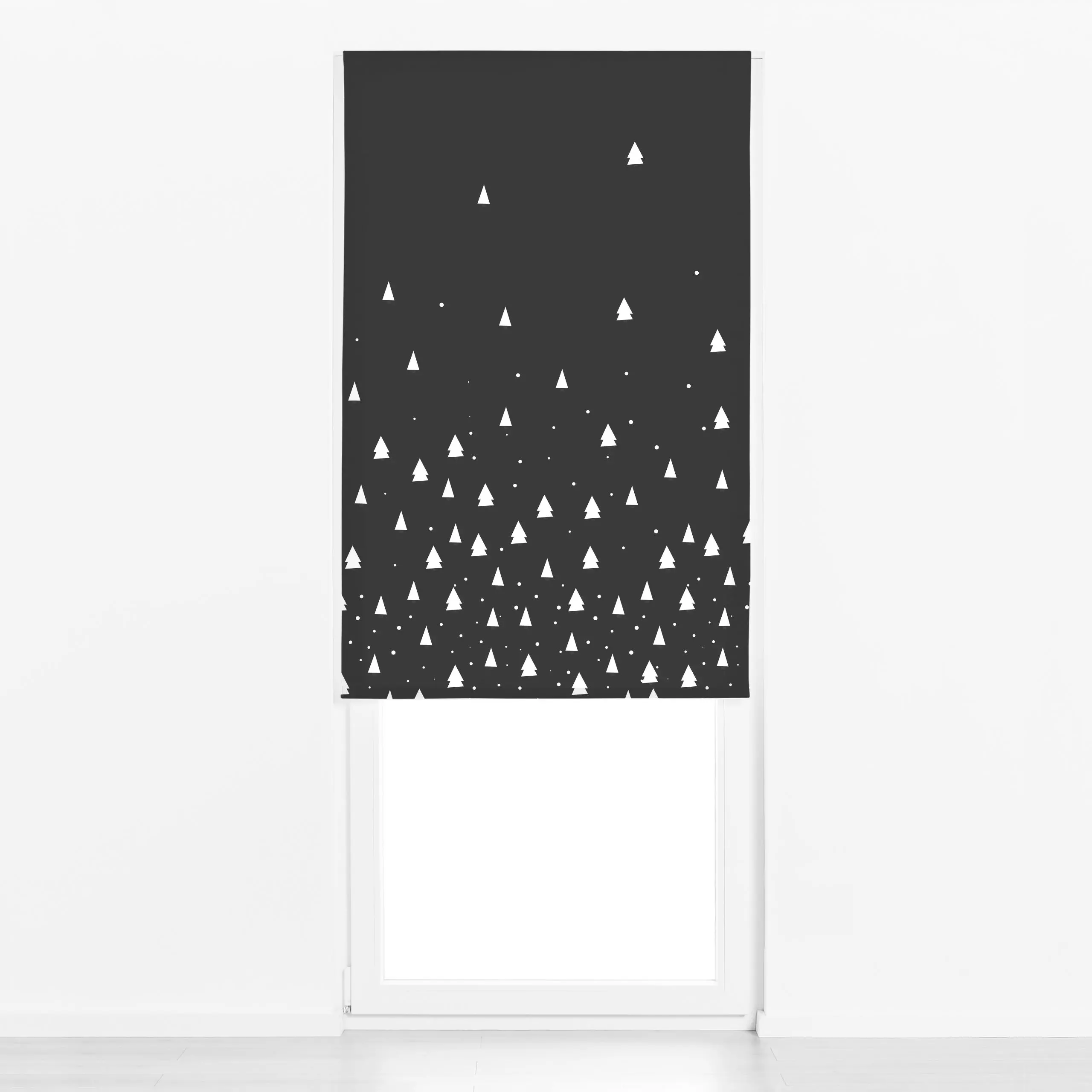 Raffrollo Holy Jolly tiny trees - Weihnachten, Winter, Symbole & Muster - von „Heyduda"; anthrazit, Tanne, Weihnachtsbaum, W...