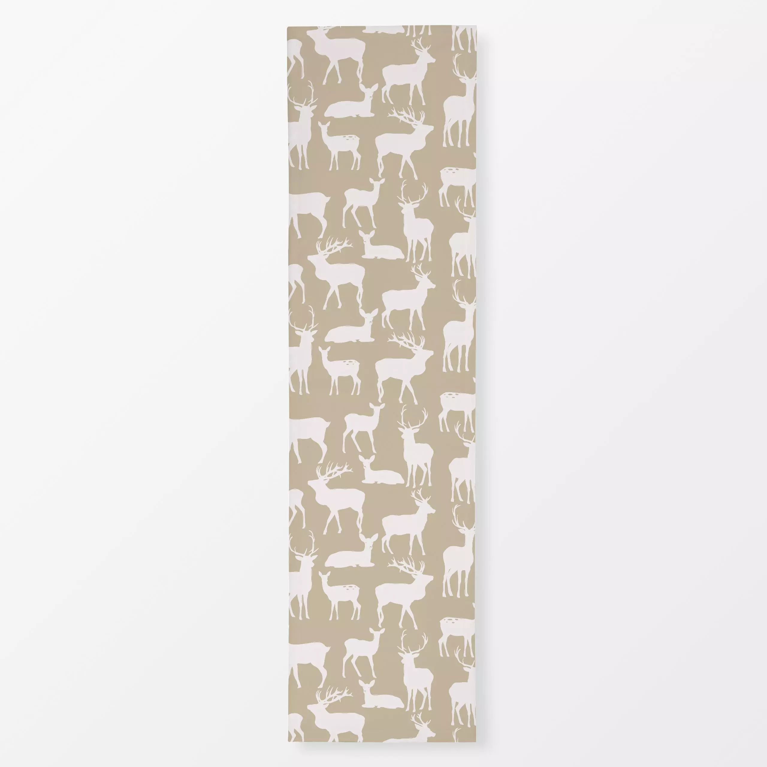 Tischläufer Rehwild und Hirsche sand - Tiere, Weihnachten, Winter - von „Uta Naumann"; Muster, skandinavisch, Rentier, Hirsc...
